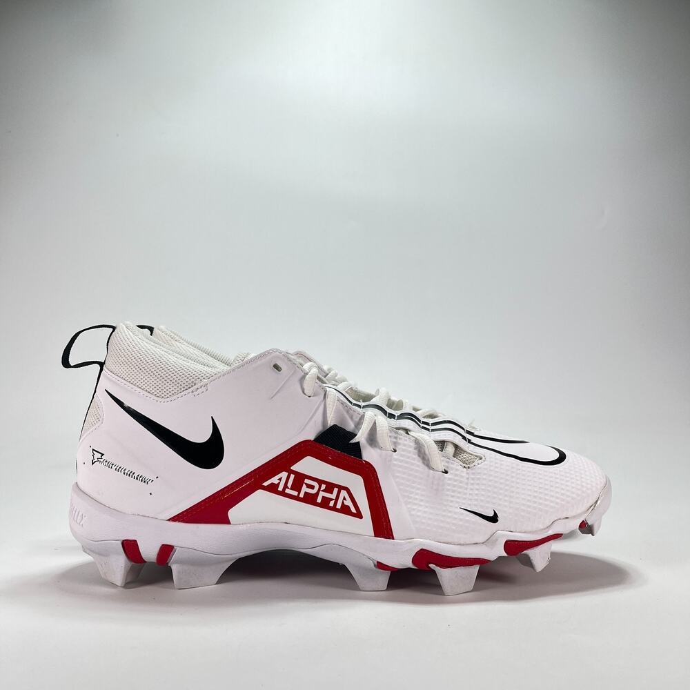 Nike Alpha Menace 3 Shark White Red Football Cleats CV0582-103 Men's Size 11